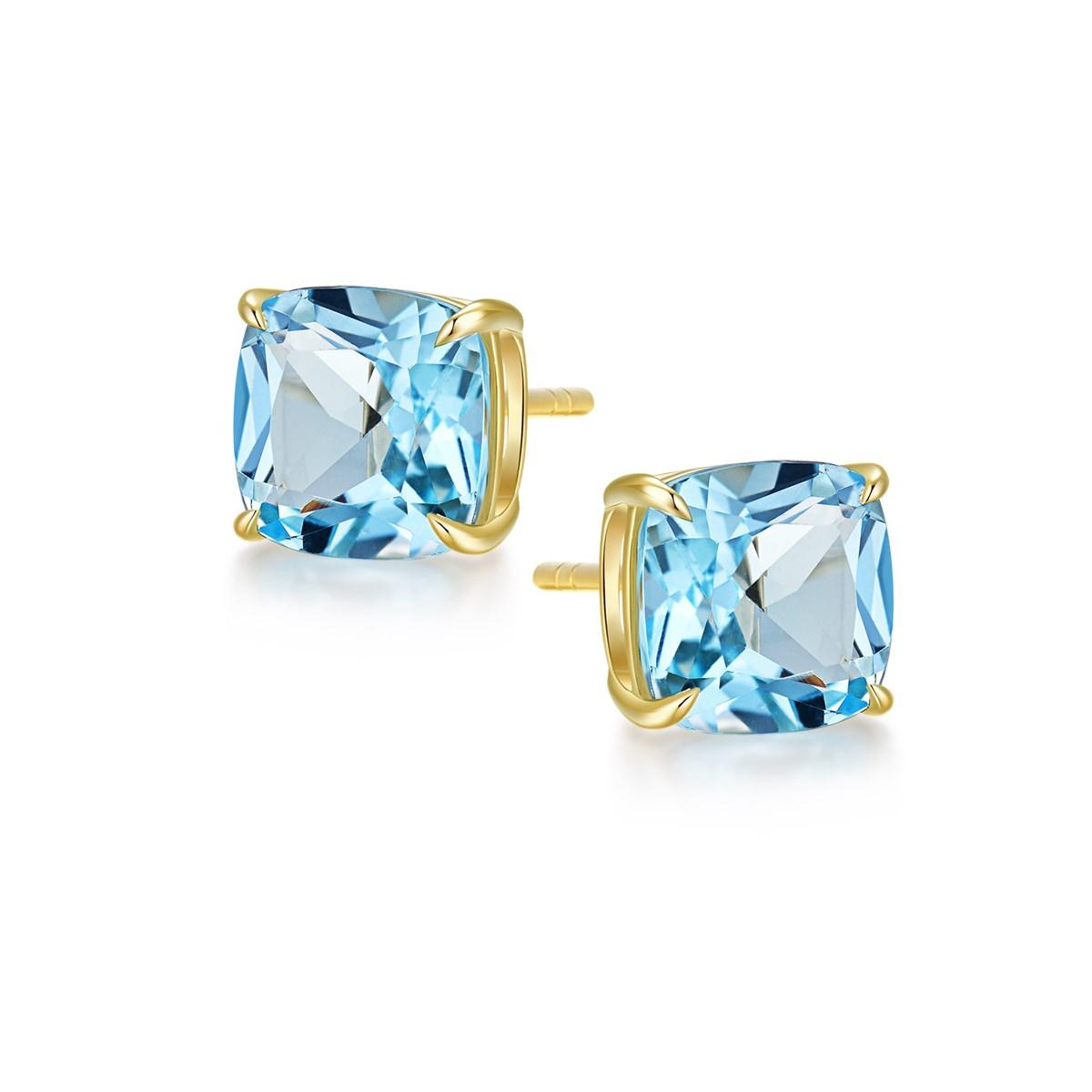 7.67Carat Blue Topaz Earrings Set with Diamond