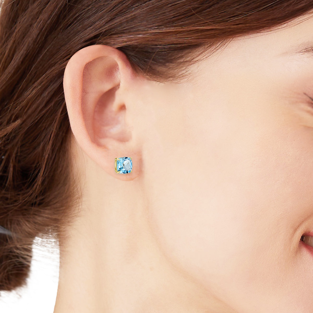 7.67Carat Blue Topaz Earrings Set with Diamond