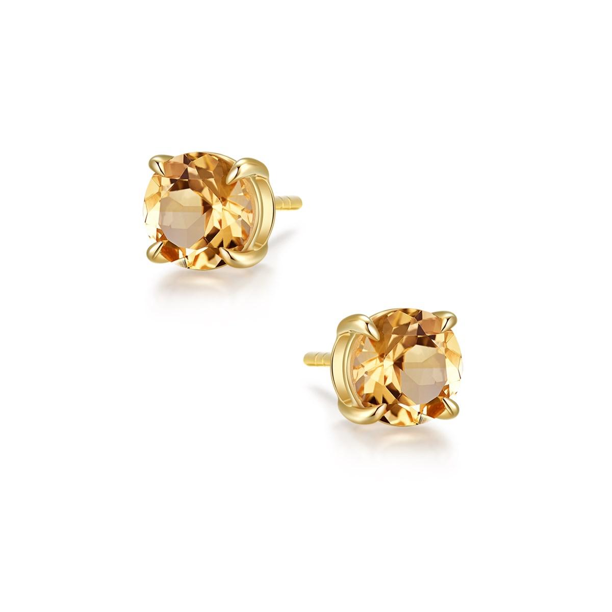 Large Nature Citrine Stud Earrings