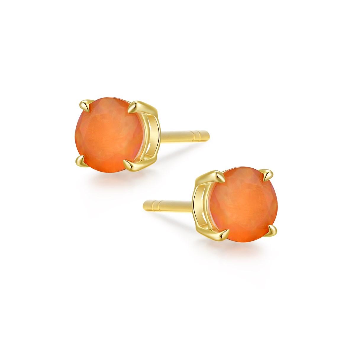 Nature Orange Opal Earrings Set with Diamond