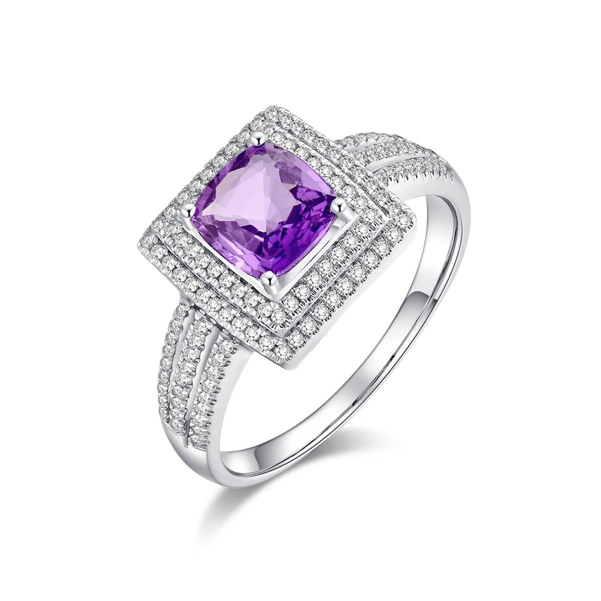 1.02ct Cushion Lavender Nature Purple Sapphire Ring