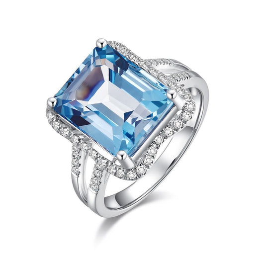 Large Octagon Sky Blue Topaz Ring