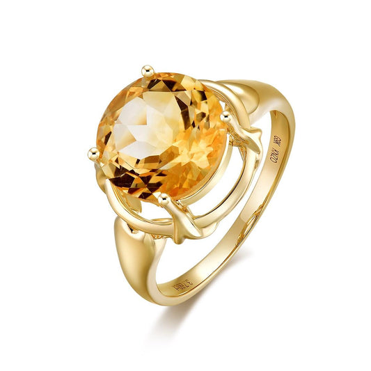 3.76Carat Yellow Citrine Ring Set with Diamond