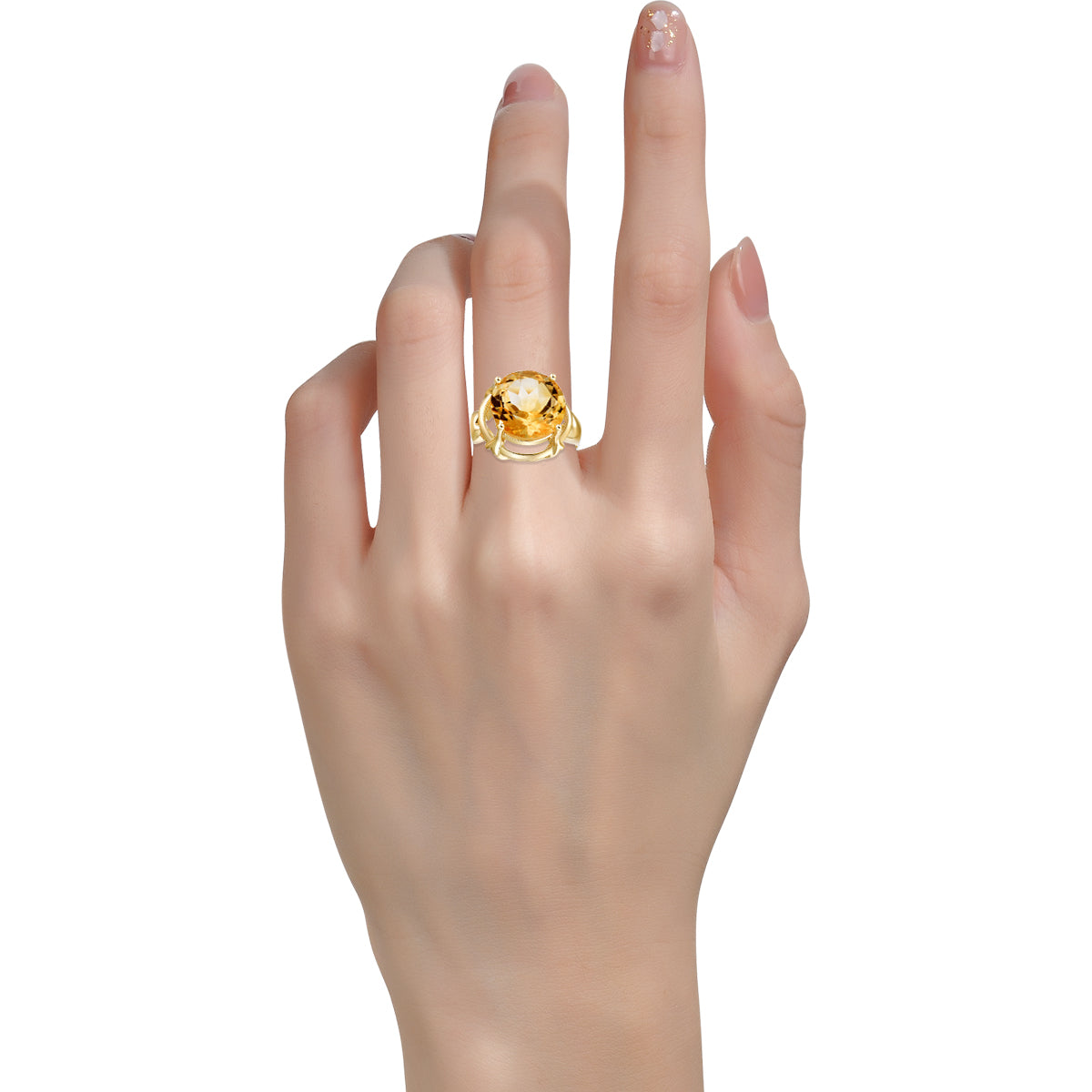 3.76Carat Yellow Citrine Ring Set with Diamond