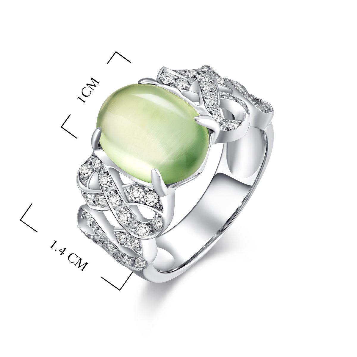 4.377ct Cabochon Water Green Prehnite Ring