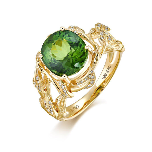 4.52ct Oval Basil Green Tourmaline Ring