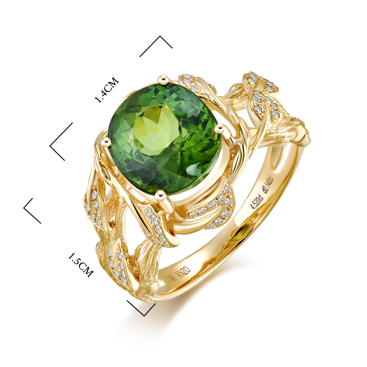 4.52ct Oval Basil Green Tourmaline Ring