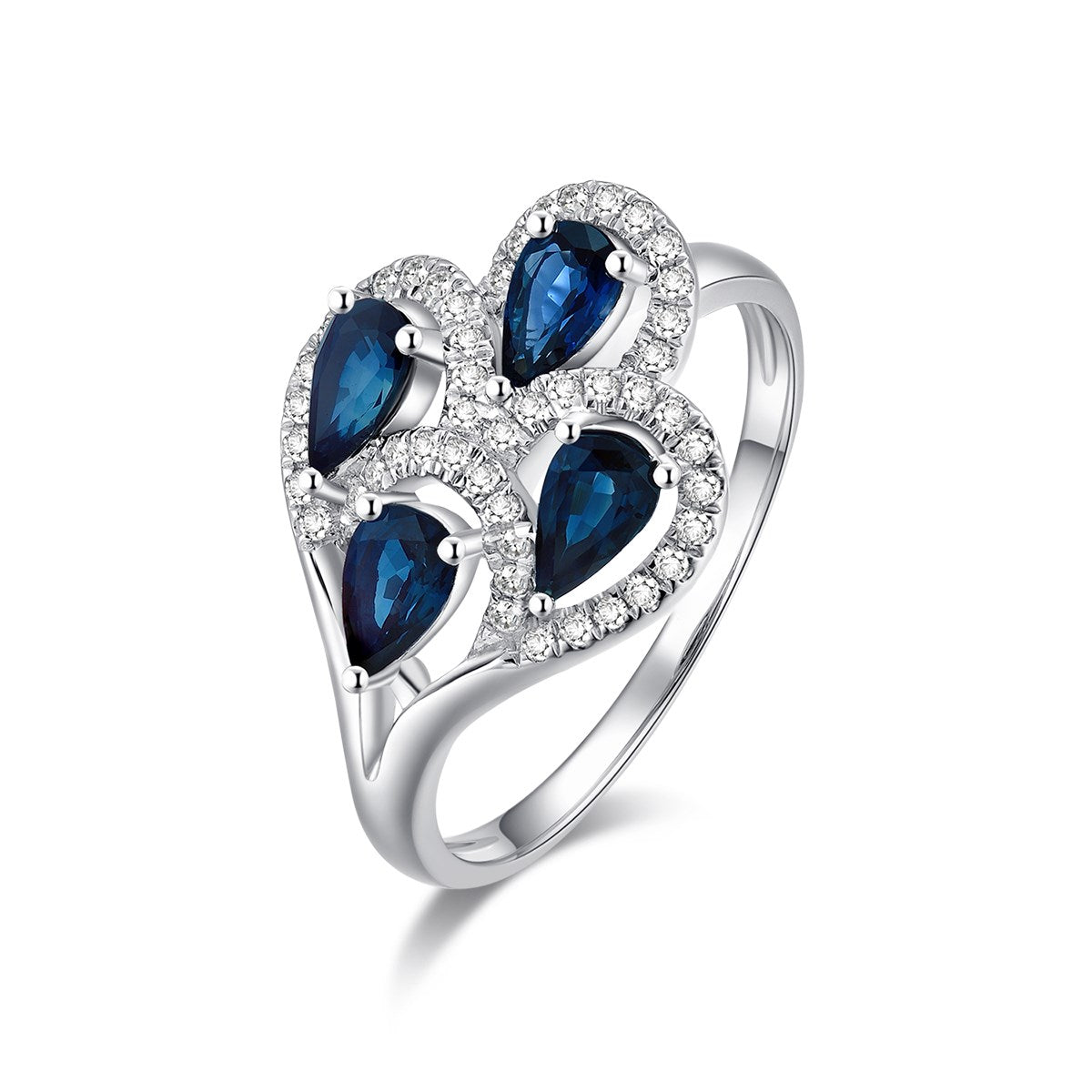 Pear Denim Blue Sapphire Ring