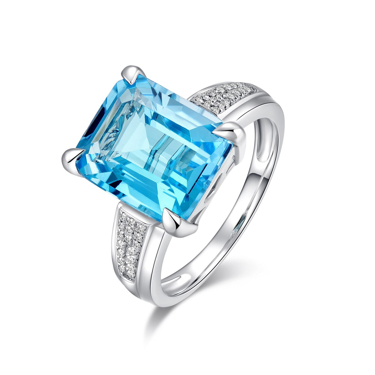 7.928ct Octagon Sky Blue Topaz Ring