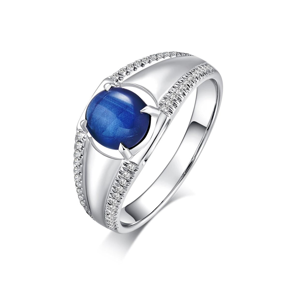 1.206ct Oval Nature Navy Blue Sapphire Ring