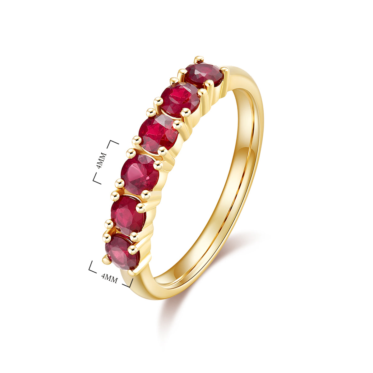 Nature Ruby Band Ring Set with 18K Yellow Gold and Diamond