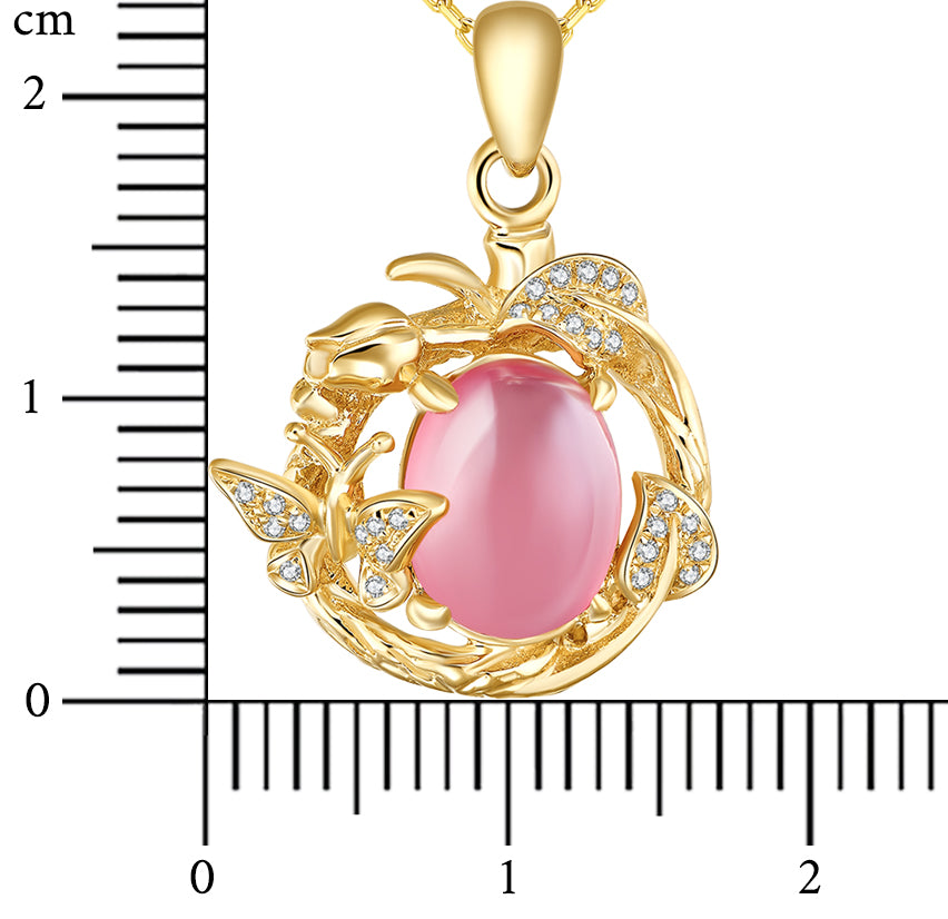 2.79Carat Pink Rhodonite Pendant with 18K Yellow Gold and Diamond