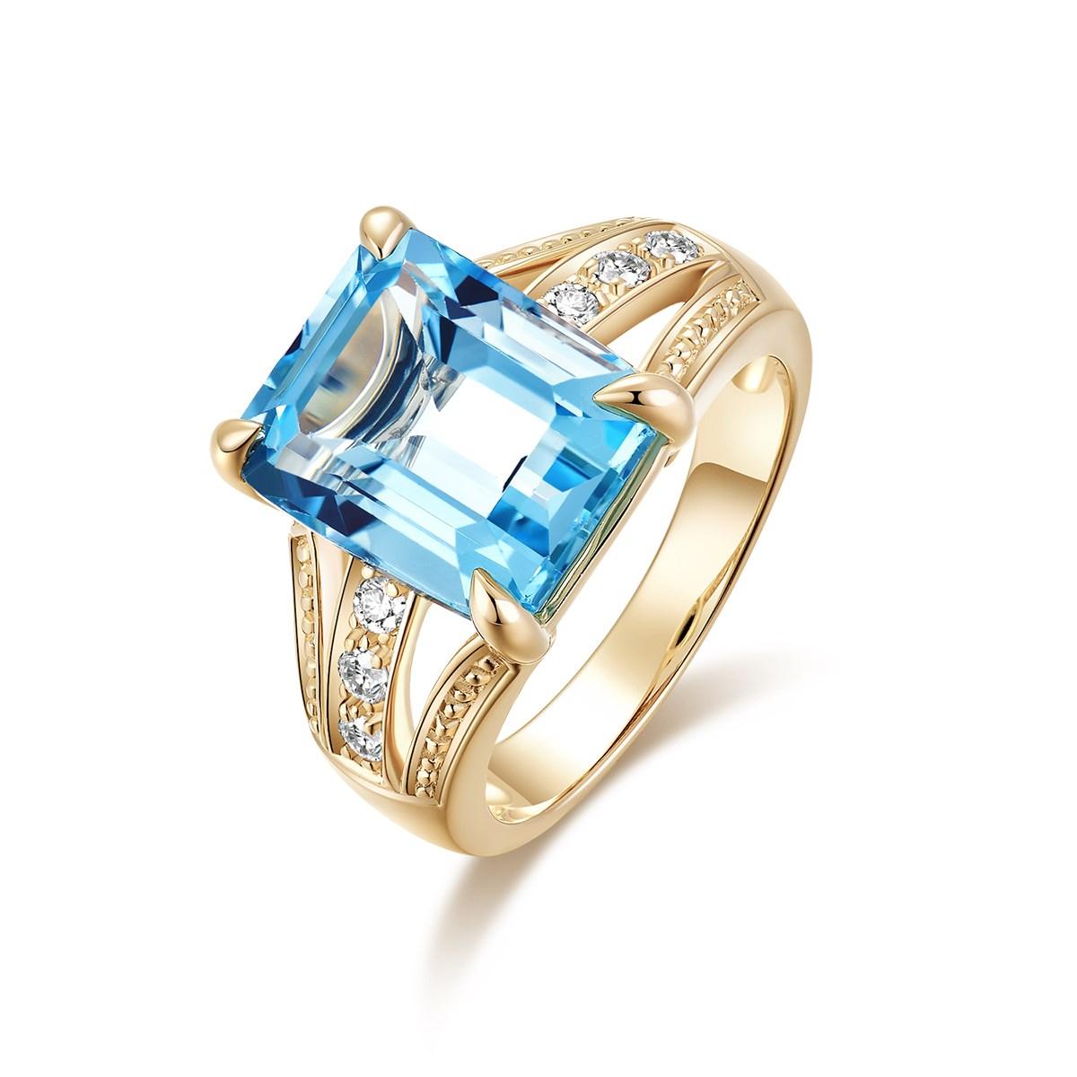 7.98ct Octagon Sky Blue Topaz Ring