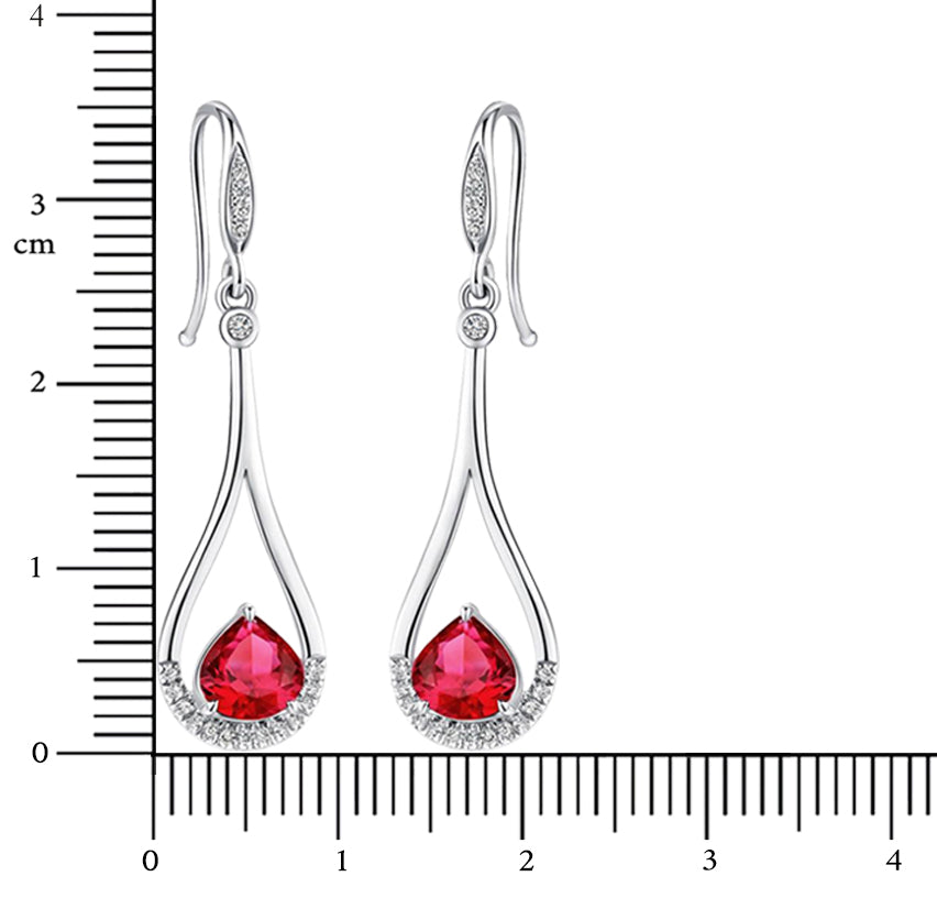 2.07 Carat Ruby Earrings Set with 18K White Gold and Diamond