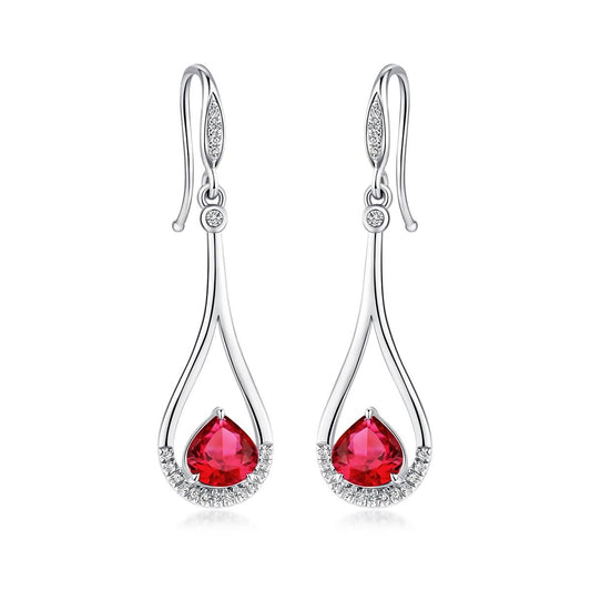 2.07 Carat Ruby Earrings Set with 18K White Gold and Diamond