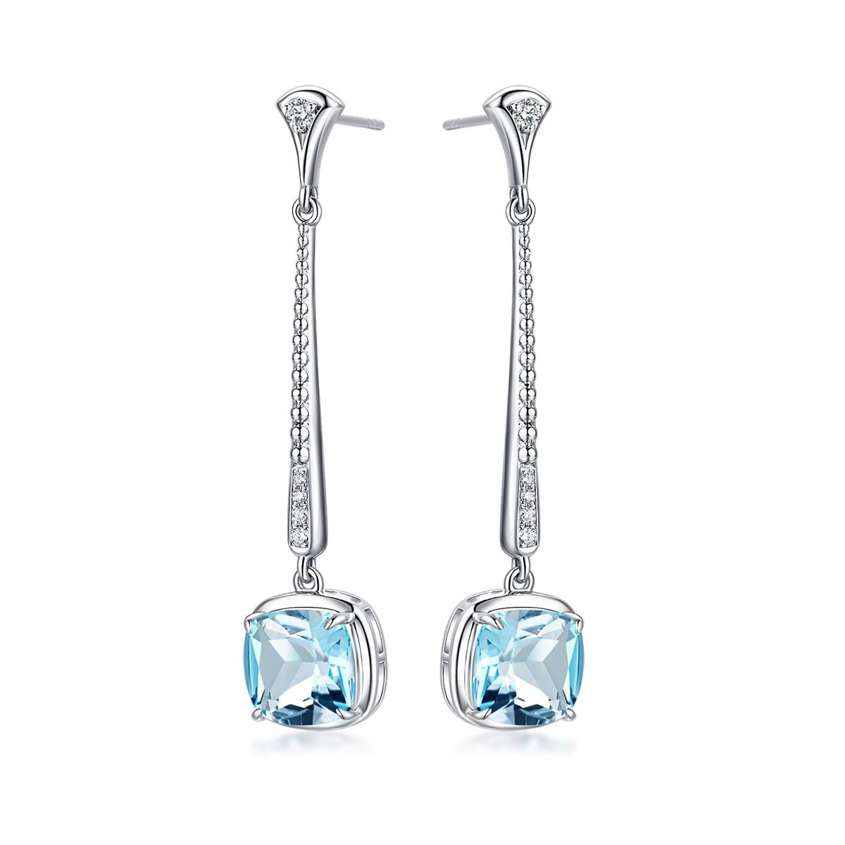 7.17Ct Blue Topaz Earrings with Diamond