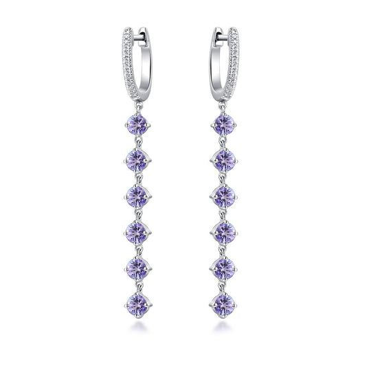 2.17Ct Nature Purple Tanzanite Earrings with Diamond