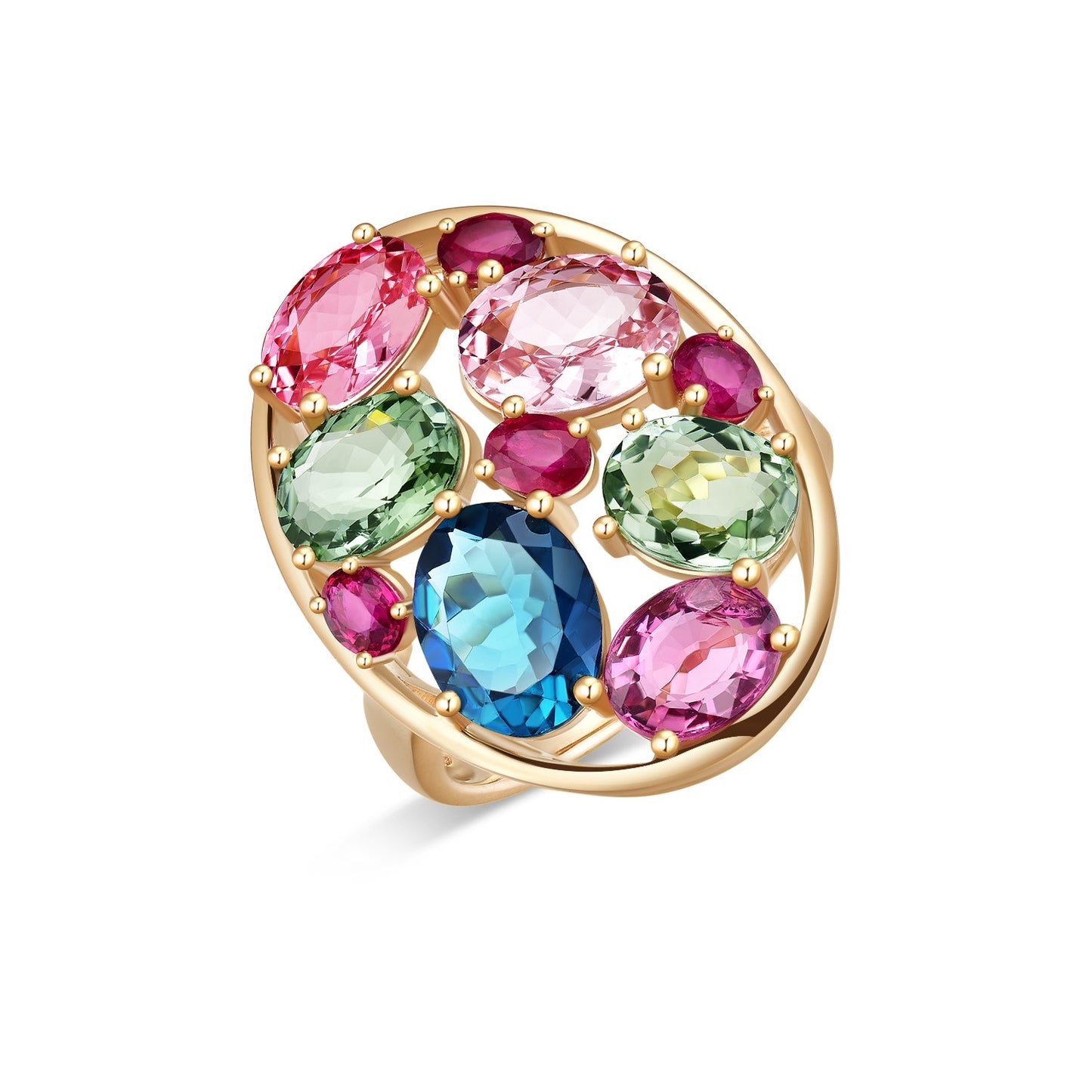 Multi-Colour Nature Tourmaline and Ruby Ring