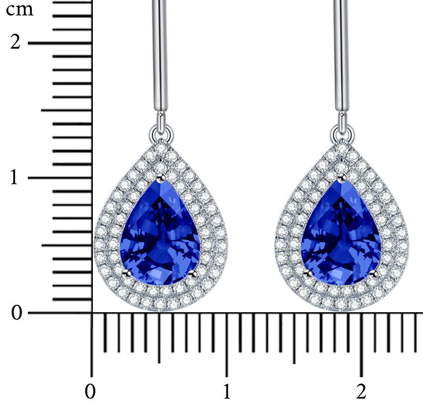 Nature Tanzanite Earrings With Best Quality Diamond In 18K White Gold