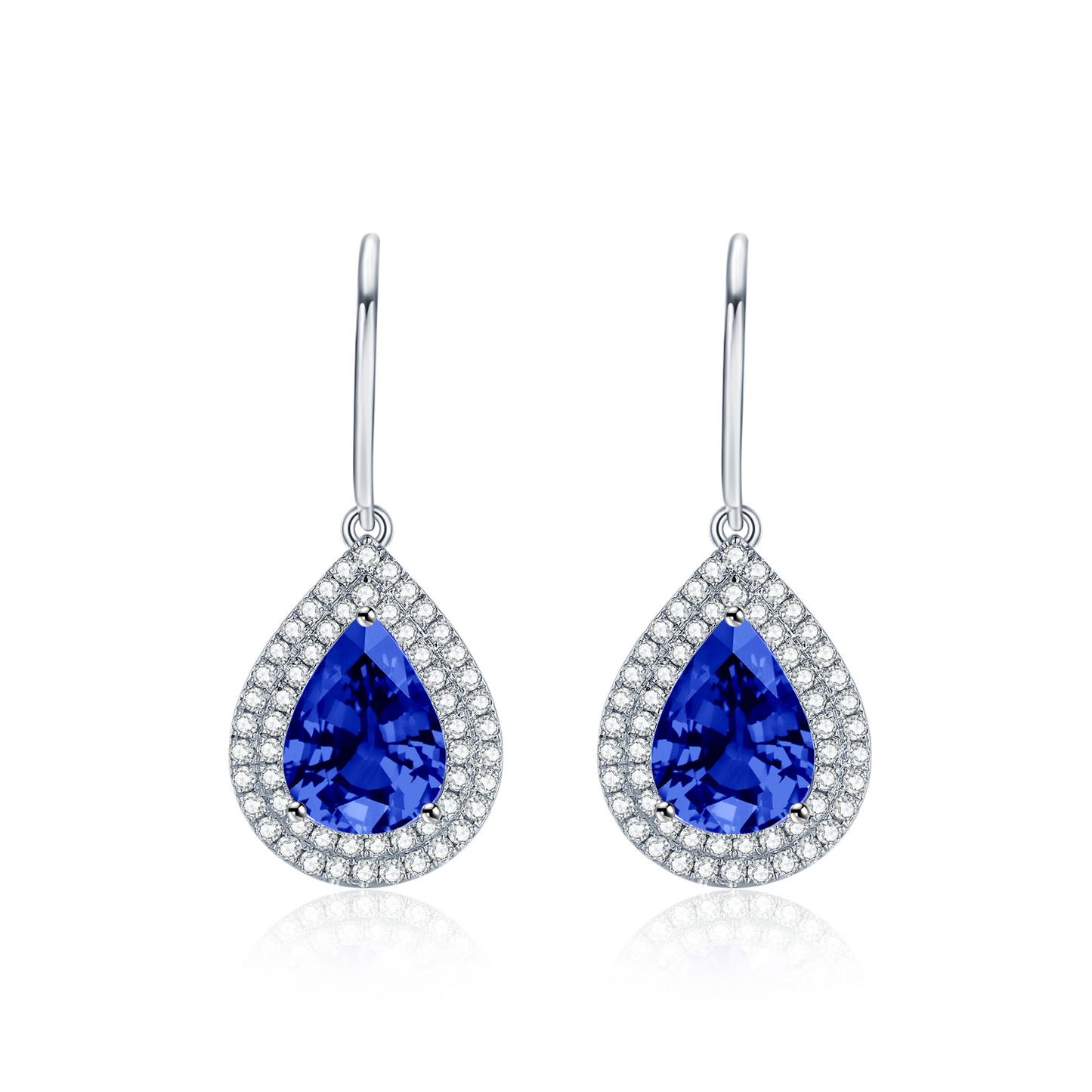 Nature Tanzanite Earrings With Best Quality Diamond In 18K White Gold