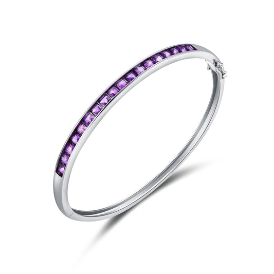 Princess-cut Nature Amethyst Bangle