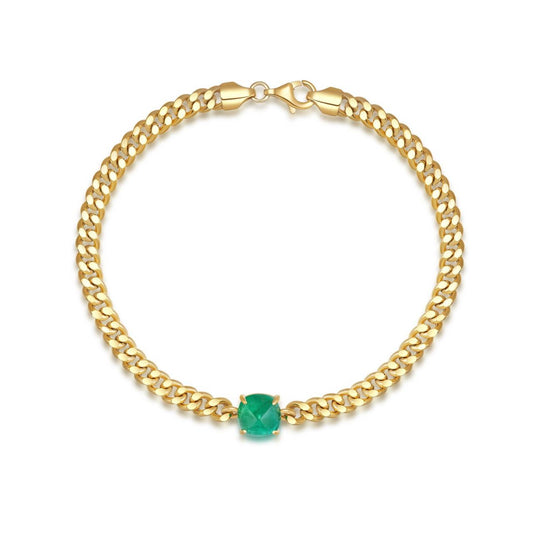 Nature Emerald Bracelet Set with 18K Yellow Gold