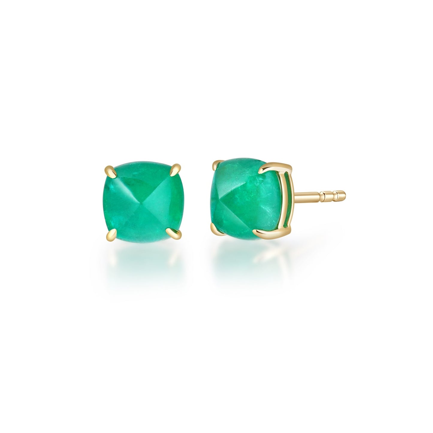 Sugarloaf Emerald Cushion Nature Emerald Earrings In 18k Gold