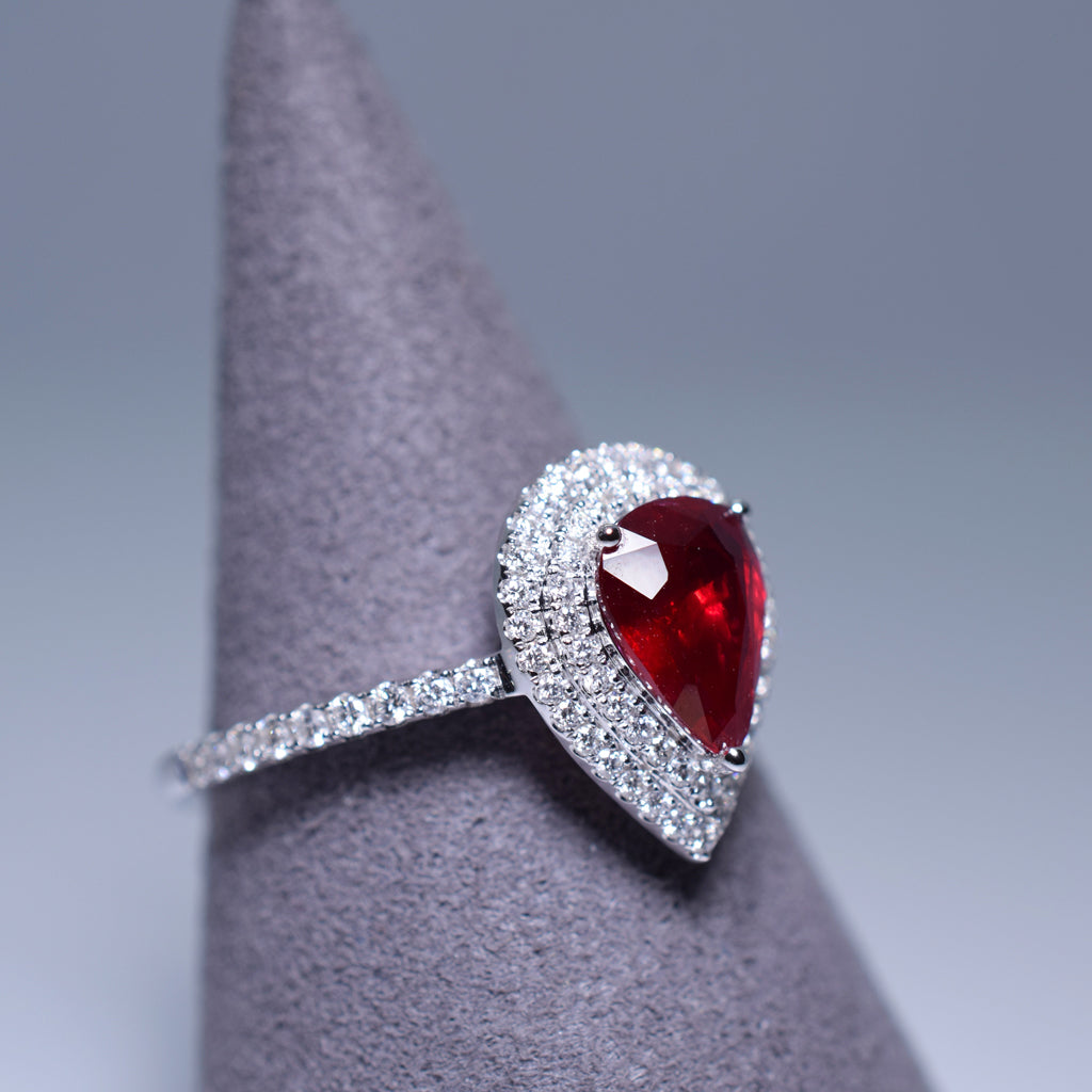 Ruby Ring - 1.29 cts Pear Shape