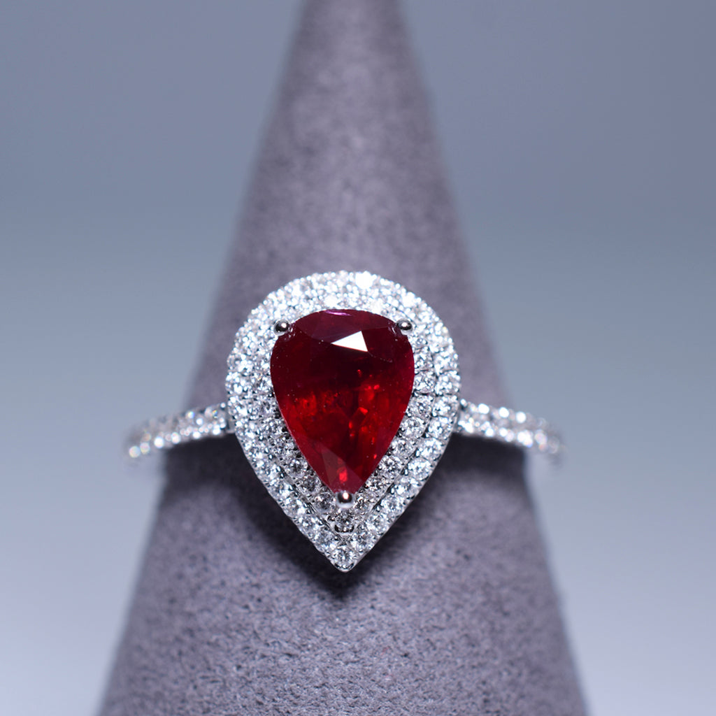 Ruby Ring - 1.29 cts Pear Shape