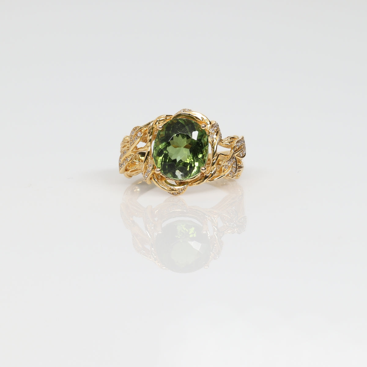 4.52ct Oval Basil Green Tourmaline Ring