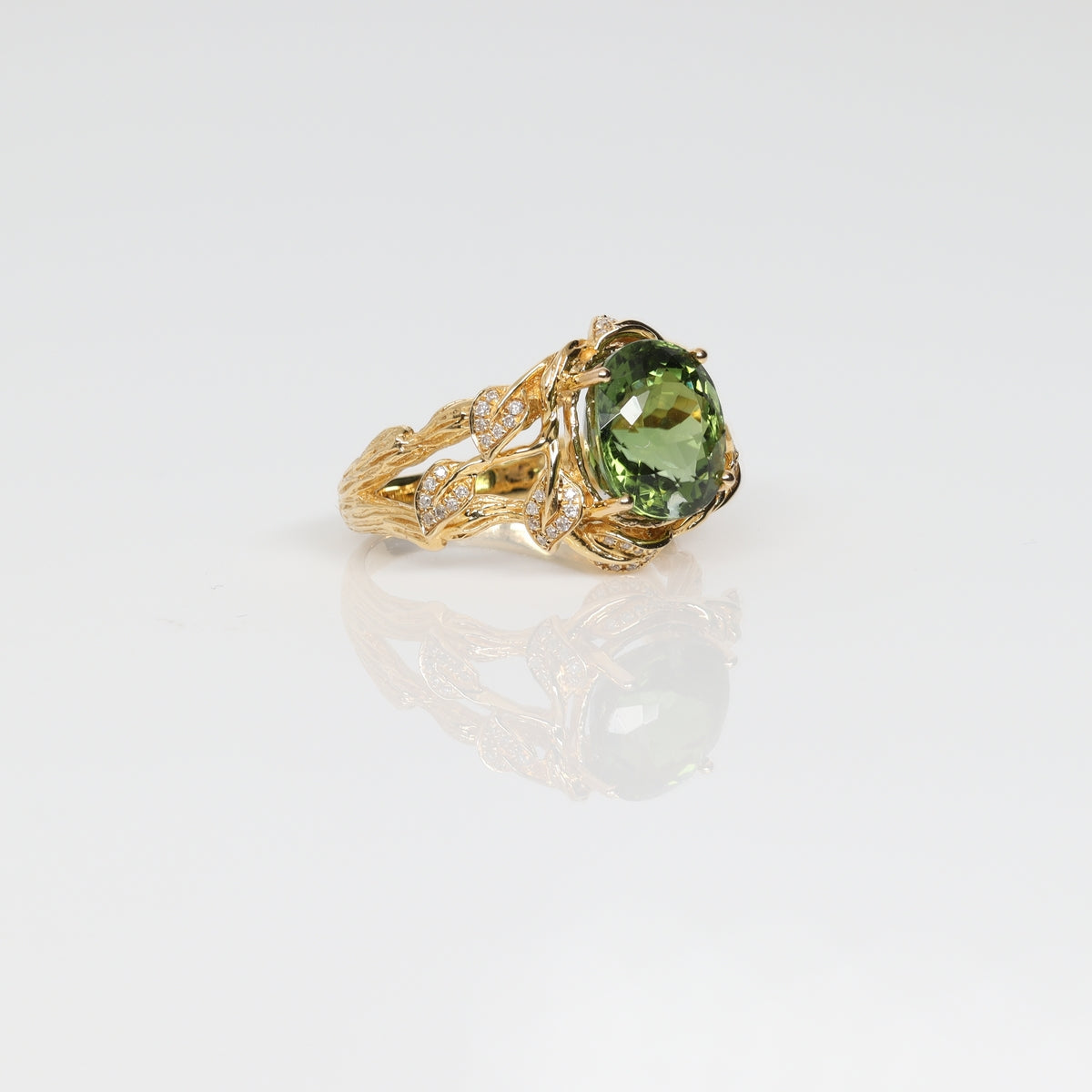 4.52ct Oval Basil Green Tourmaline Ring