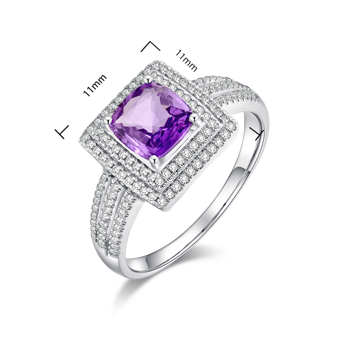 1.02ct Cushion Lavender Nature Purple Sapphire Ring