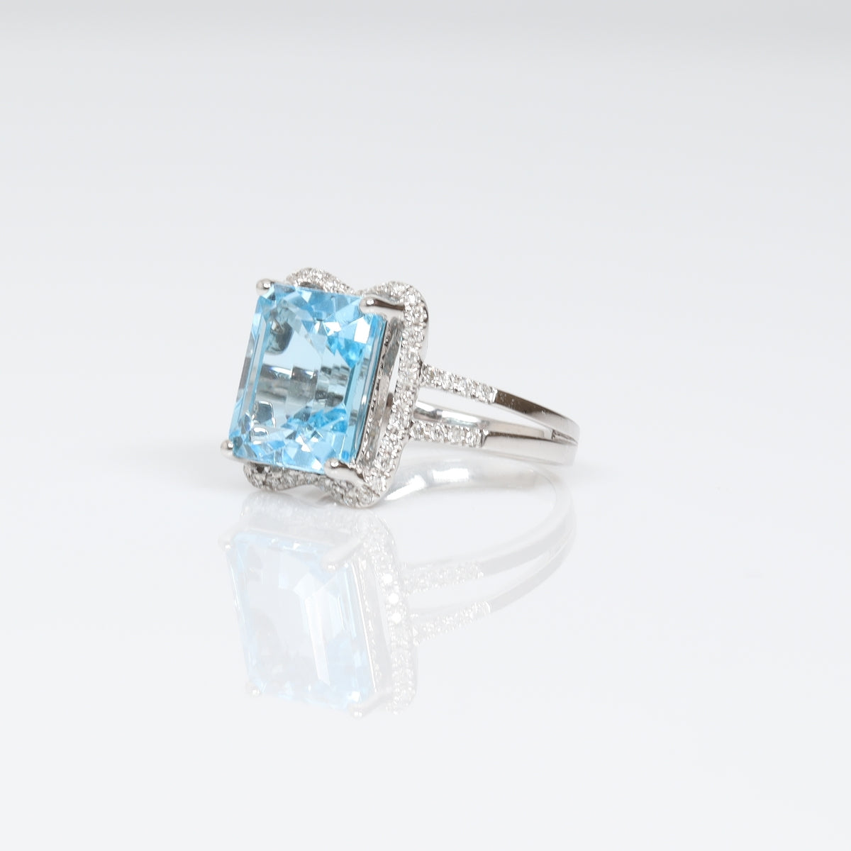 Large Octagon Sky Blue Topaz Ring