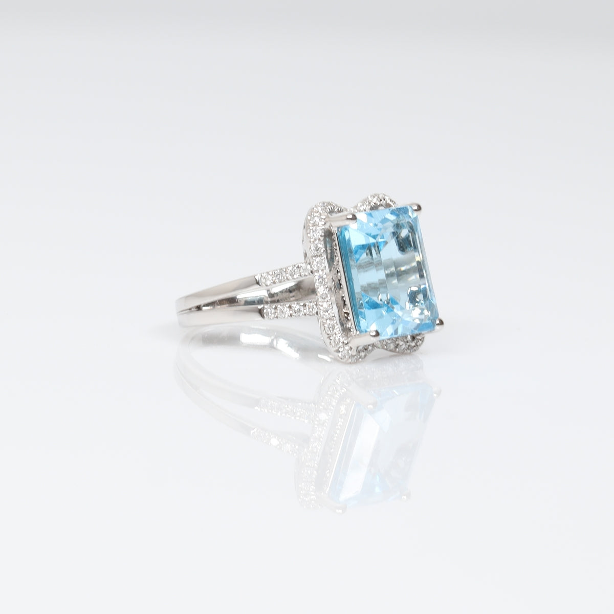 Large Octagon Sky Blue Topaz Ring