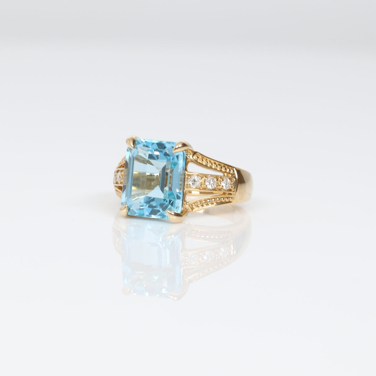 7.98ct Octagon Sky Blue Topaz Ring