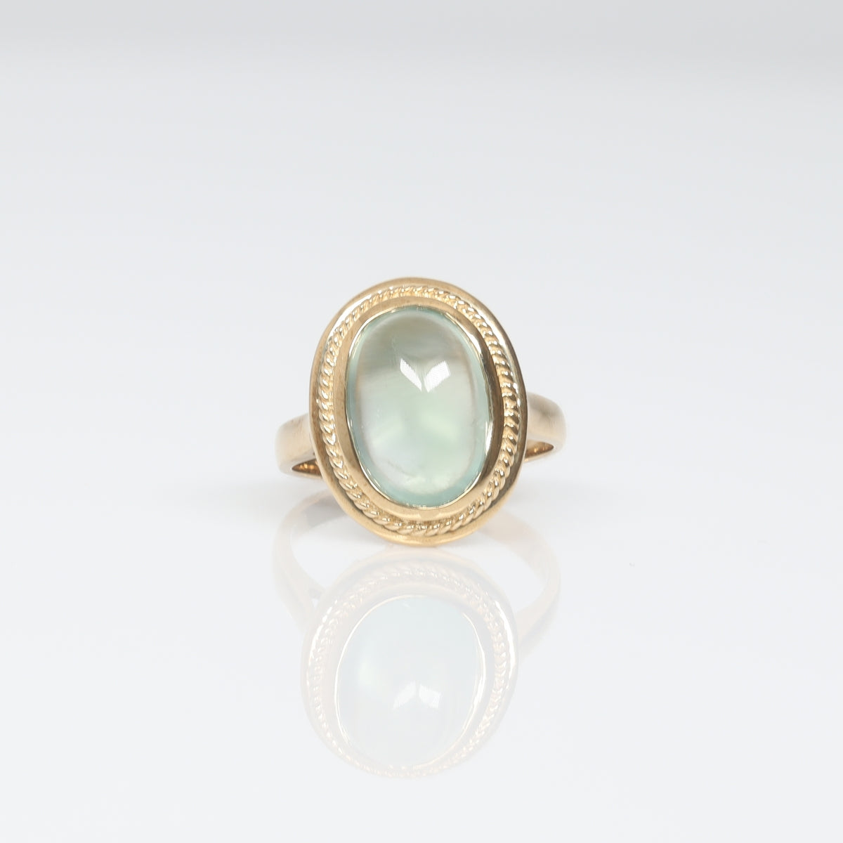 5.106ct Cabochon Water Green Prehnite Ring