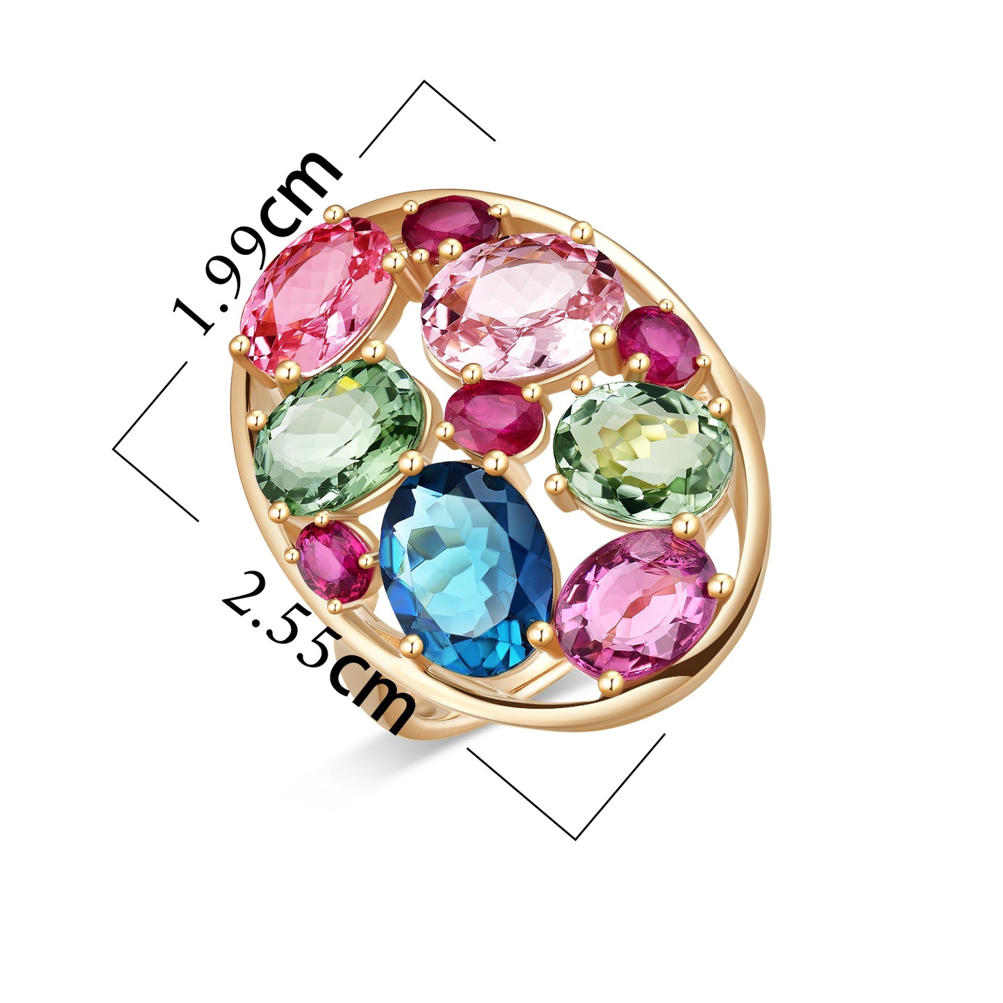 Multi-Colour Nature Tourmaline and Ruby Ring