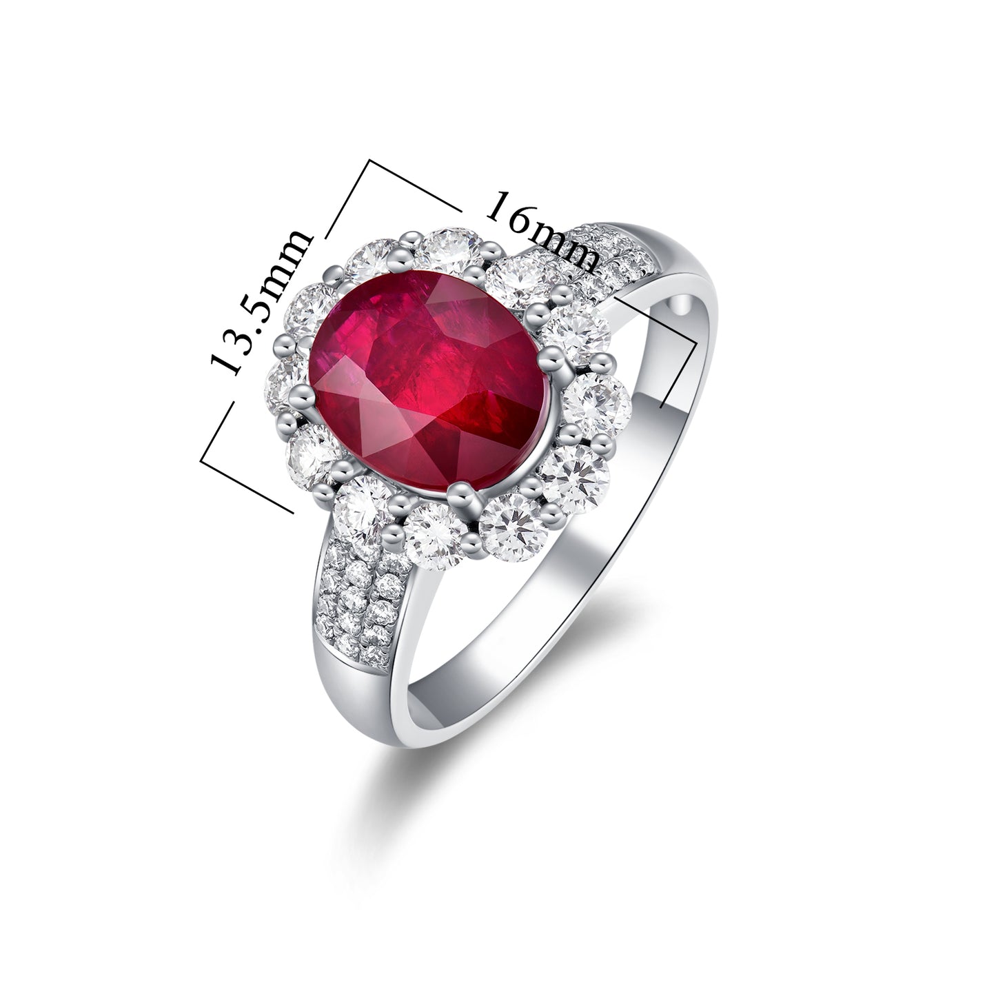 2.06 Carat Pigeon Blood Ruby Ring Set with 18K White Gold and Diamond