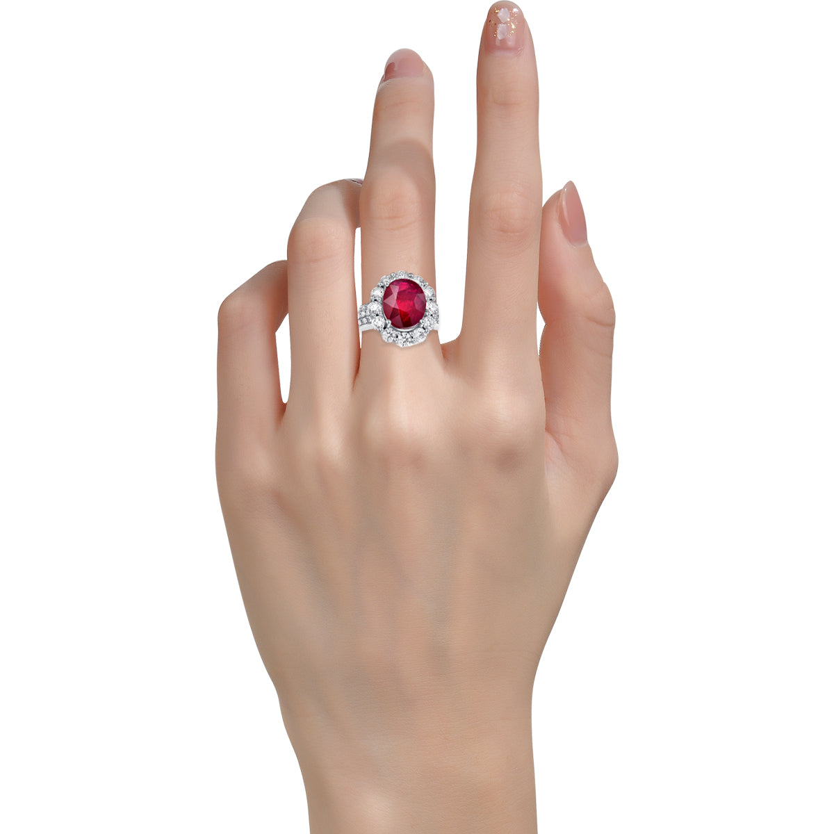 2.06 Carat Pigeon Blood Ruby Ring Set with 18K White Gold and Diamond