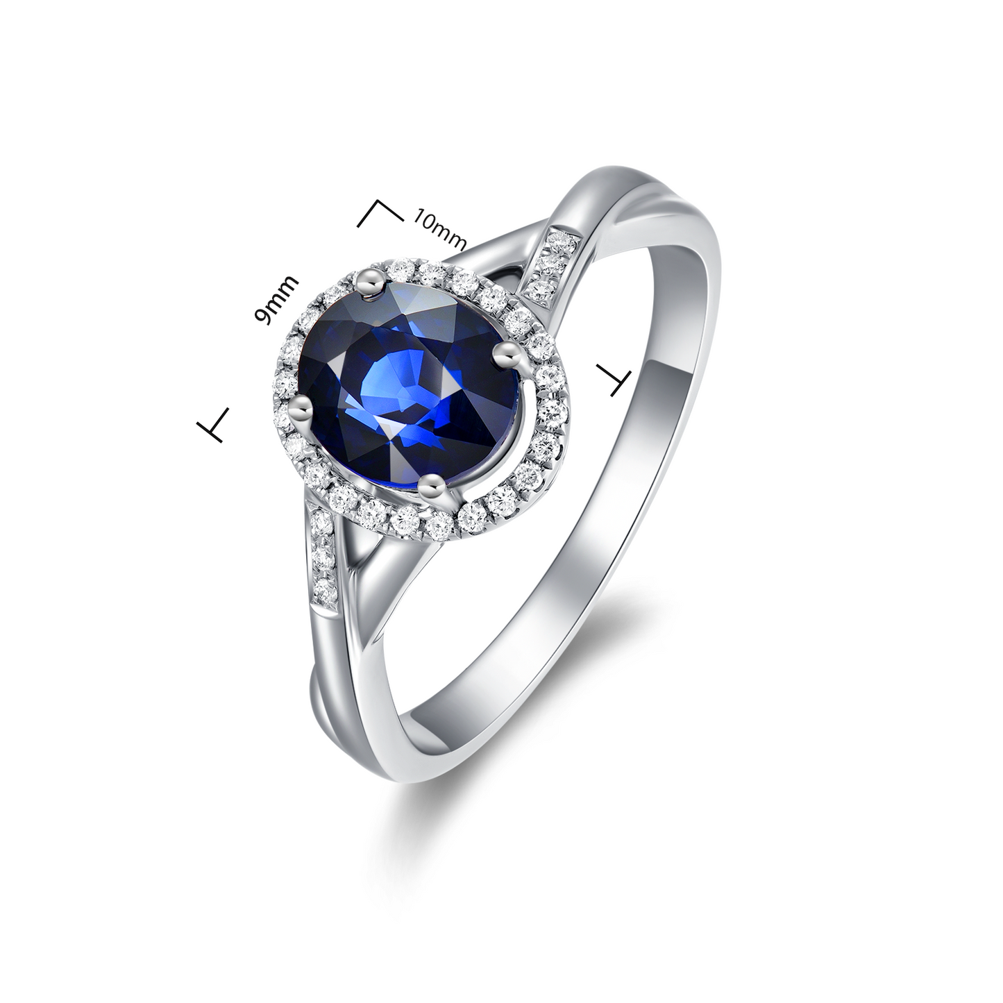 2.07Carat  Royal Blue Sapphire Ring Set with 18K White Gold and Diamond