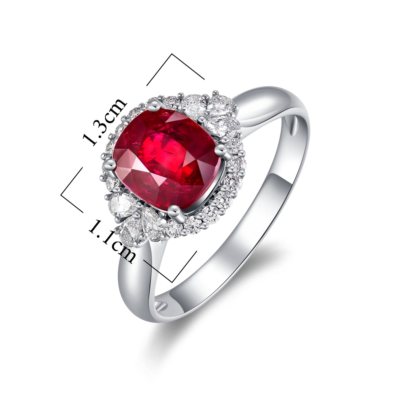 2.25Carat Pigeon Blood Ruby Ring Set with 18K White Gold and Diamond