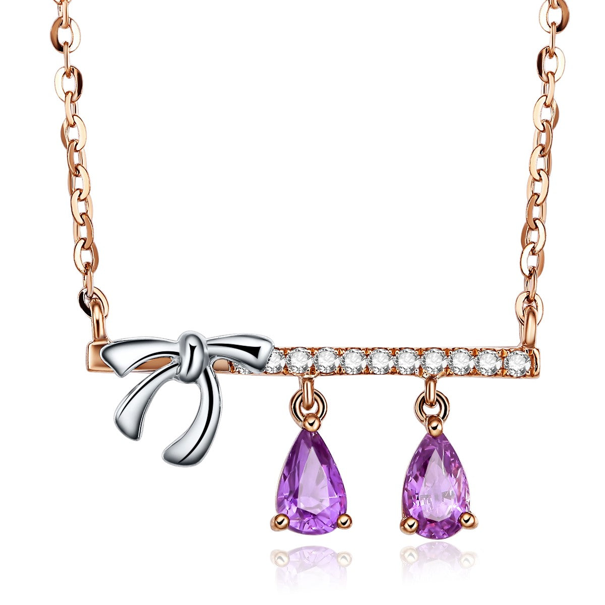 0.842Ct Pink Sapphire Necklace Set with 18K White Gold and Diamond