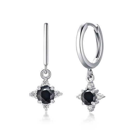 Kalosgem  Nature Black Sapphire Hoop Earrings