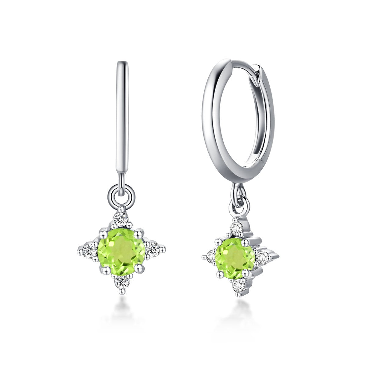 Nature Green Peridot Earrings With Diamond