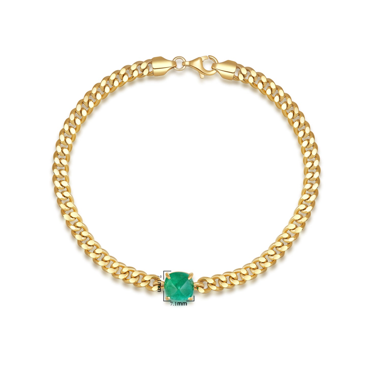 Nature Emerald Bracelet Set with 18K Yellow Gold