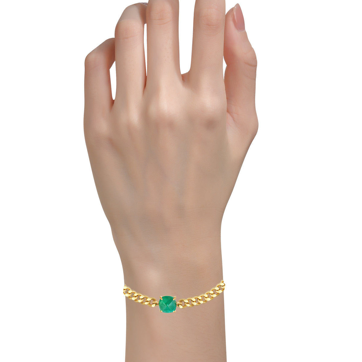 Nature Emerald Bracelet Set with 18K Yellow Gold