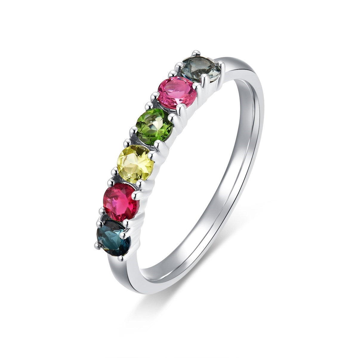 Nature Multicolour Tourmaline Band Ring