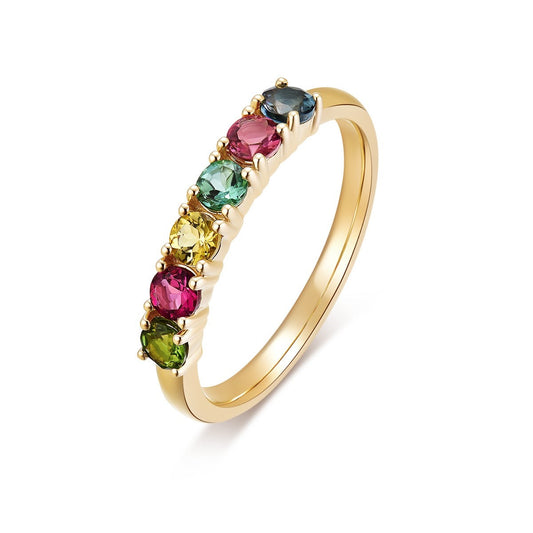 Nature Multicolour Tourmaline Band Ring